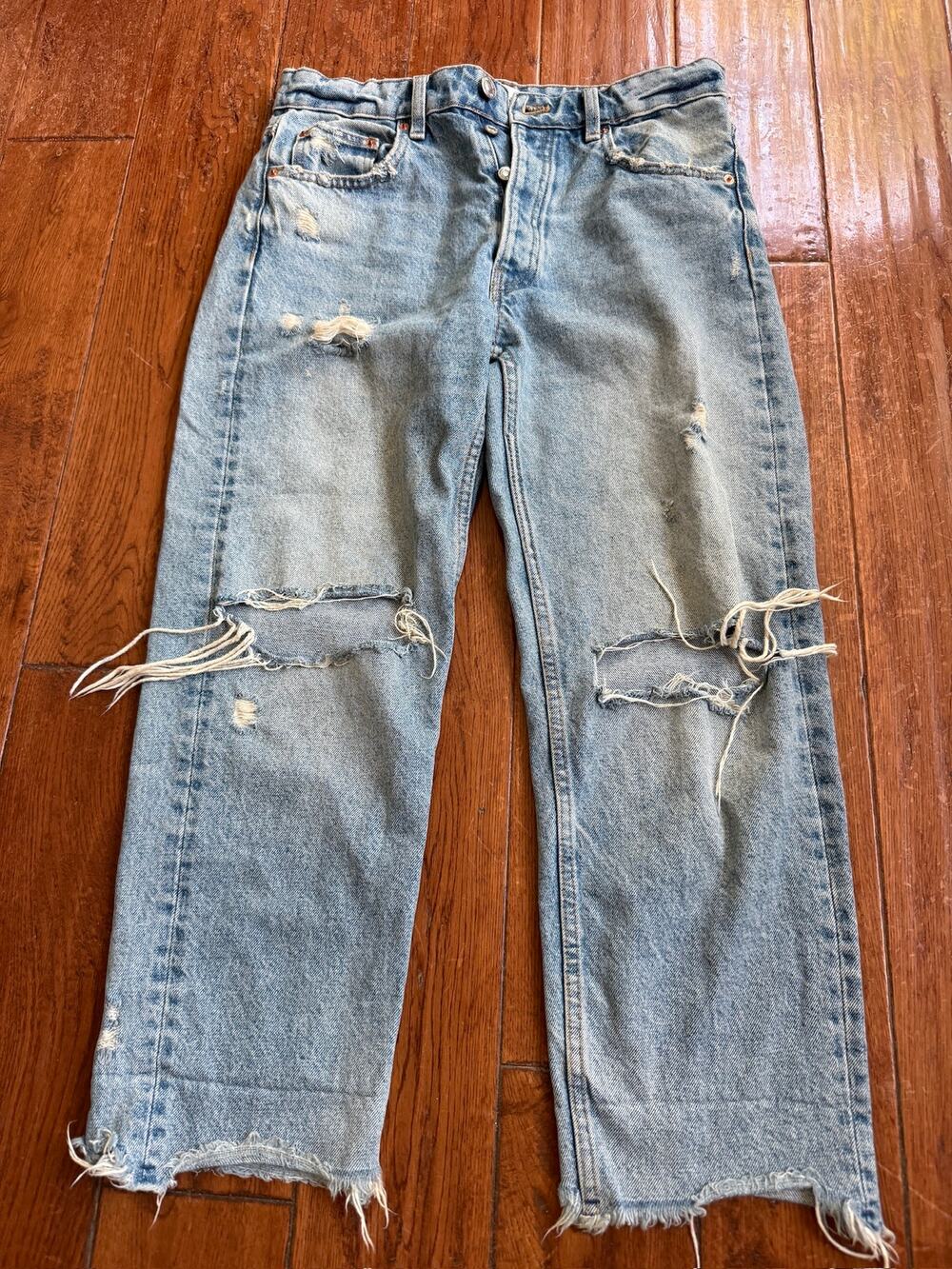 Zara 100% Cotton Distressed Jeans